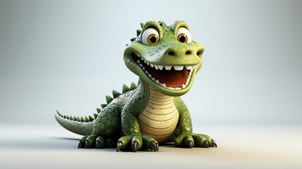 Fototapeta premium cartoon 3d cute dragon smiling isolated on white background