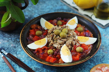 A traditional dish of Tunisian cuisine - Mechouia salad	