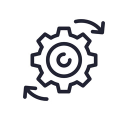 Gear wheel related icon outline and linear vector.
