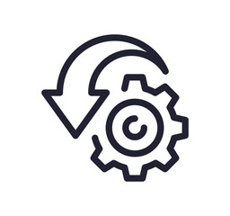 Gear wheel related icon outline and linear vector.
