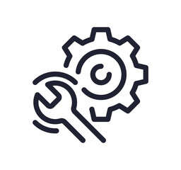 Gear wheel related icon outline and linear vector.
