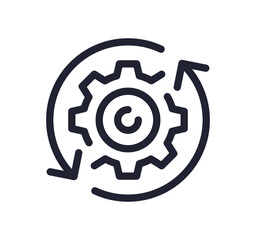 Gear wheel related icon outline and linear vector.
