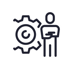 Gear wheel related icon outline and linear vector.

