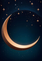 Naklejka premium a crescent with stars and a starry sky background