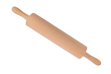Closeup of rolling pin isolated on white background.