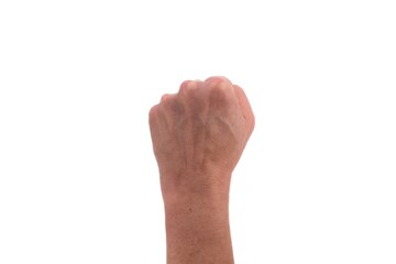 Obraz premium Hand signs. Male fist isolated on white background.
