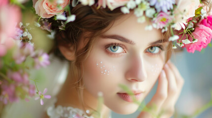 Naklejka premium portrait of a bride with flowers
