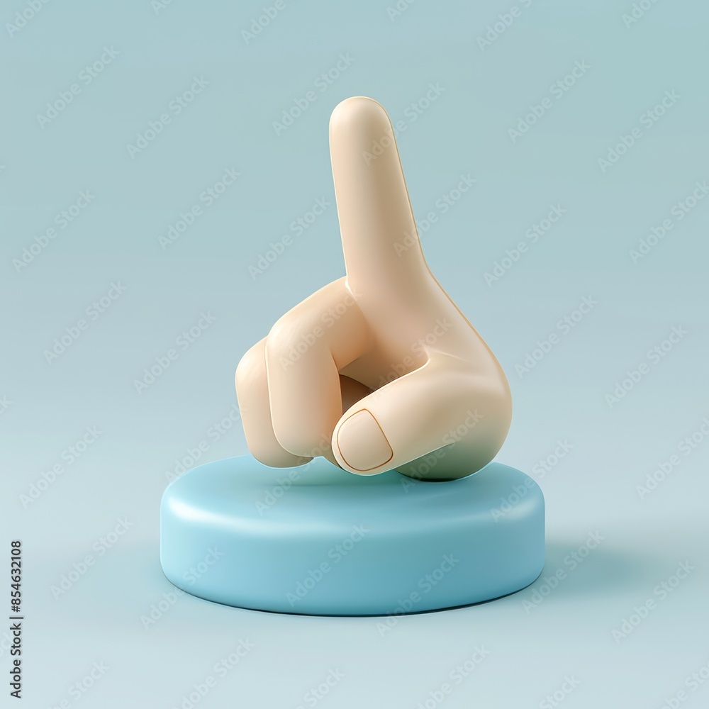 Poster modern icon of a 3d hand pointing index finger, touch or click cursor, screen tap, and push buttons