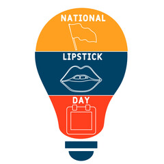 NID - National lipstick Day business concept background. vector illustration concept with keywords and icons. lettering illustration with icons for web banner, flyer, landing page, presentation