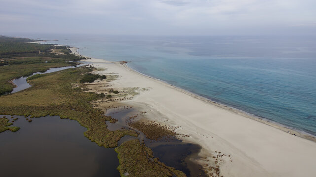 aerial view of Berchida beach Orosei daytime no people