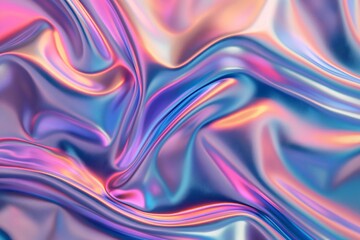 Obraz premium Iridescent silk fabric with pastel rainbow colors, capturing light and texture. Ideal for fashion and textile-themed projects.