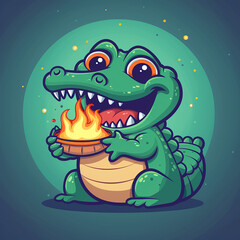 Vector_Crocodile_bites_with_flame_cartoon_vector