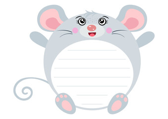Cute mouse round sticker notebook and school label
