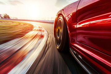 Obraz premium High-Performance Cars Racing on Track Capturing Speed and Precision