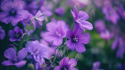 Fototapeta premium Purple flowers in a natural wild setting during the summer season