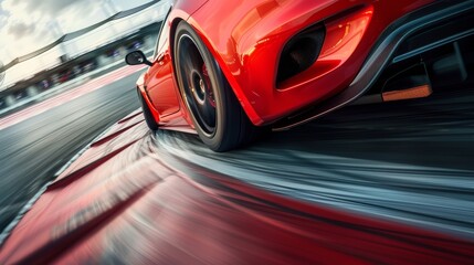 Fototapeta premium Sport racing car fast driving to achieve the champion dreame , motion blur and lighting effect apply .