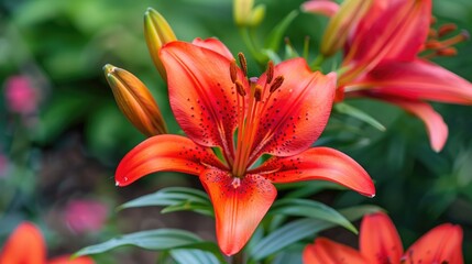 Vivid red Asian lily