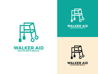 Walkers Aid logo icon. Simple Walkers logo vector design template