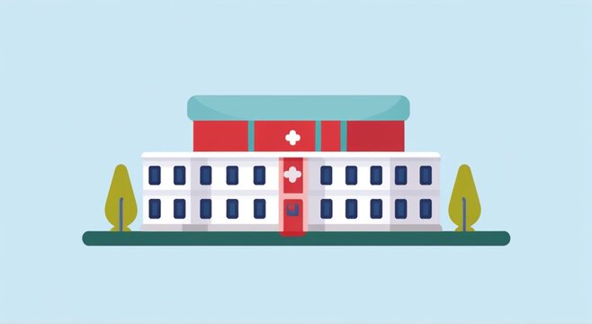flat hospital building with red cross clip art preview