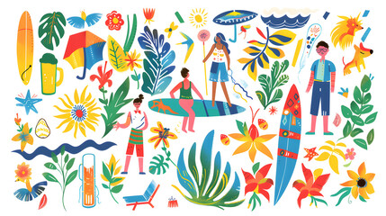 An illustration sticker with various garden and house item Generative AI