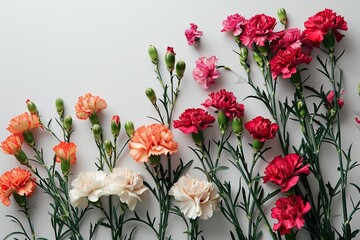 Obraz premium Carnations fresh flowers on a white background