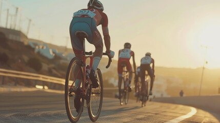 Cycling group training in the morningCycling group training in the morning