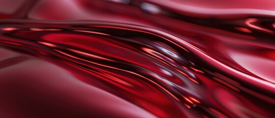 Fototapeta premium Abstract red flowing fabric texture with shiny liquid appearance, perfect for backgrounds, design elements, and creative projects.