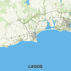 Fototapeta premium Lagos, Portugal map poster art