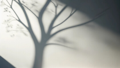 白い壁に映る木の柔らかな影　壁紙　背景