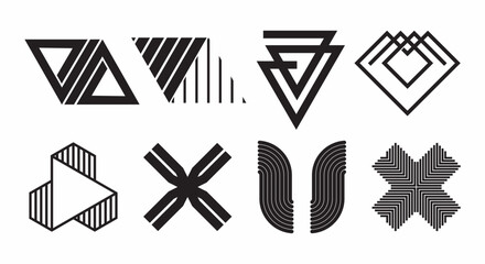 Basic shape for design element, vector set. Editable icon for graphic design. Black and white flat icon.