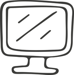 Hand drawn monitor icon. Vector illustration, doodle style.
