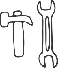 Hand drawn repair icon. Vector illustration, doodle style.
