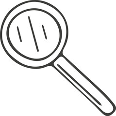 Hand drawn magnifying glass icon. Vector illustration, doodle style.
