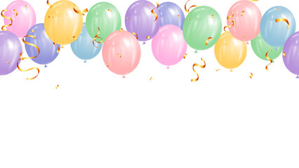 Realistic pastel colorful balloons element decoration banner background party © Little J