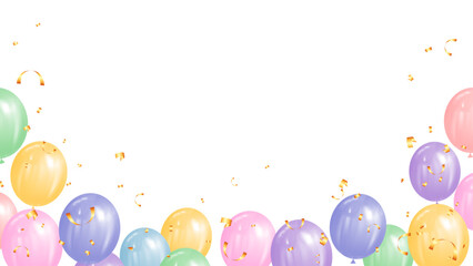 round helium balloon in soft pastel color decoration birthday greeting vector background © Little J