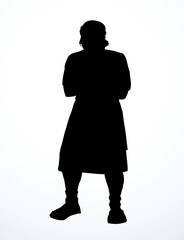 Vector drawing. Standing man with cross hands