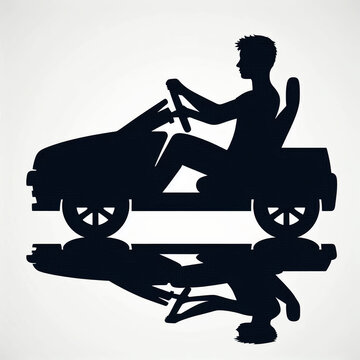 recommend clip art: black silhouette of a man driving a car