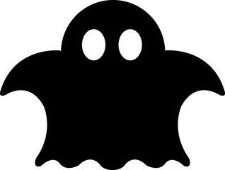 Ghost, phantom or apparition haunting Halloween black fill art vector icon for holiday apps and websites. Simple spooky character. Scary ghostly monster Silhouette isolated on transparent background.