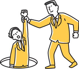 仲間を救い上げるビジネスマン