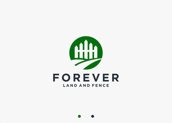 farm fence logo design vector silhouette illustration