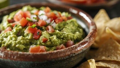 Handcrafted guacamole topped with fresh diced tomatoes and herbs, served with crispy tortilla chips.
