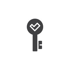 Key with a checkmark vector icon