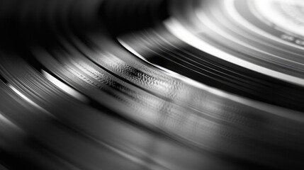 A classic vinyl record in black and white, perfect for music-related designs or nostalgic themes