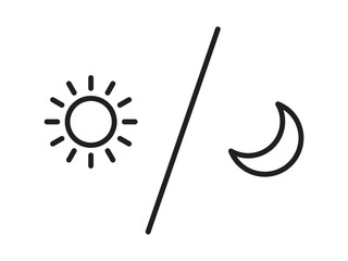 Sun and moon icon isolated on white background. Day and night line icon.