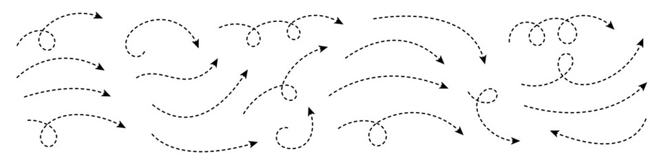 Curved dotted arrow. Zigzag arrow stripes design with dotted lines.