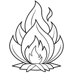 Creative Continuous Line Bonfire Sketch,Editable Stroke Vector Art illustration for Professional Designs.