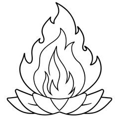 Creative Continuous Line Bonfire Sketch,Editable Stroke Vector Art illustration for Professional Designs.
