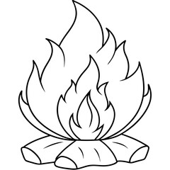 Elegant Continuous One Line Bonfire Drawing, Editable Stroke Vector Illustration for Unique Designs.