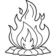 Creative Continuous Line Bonfire Sketch,Editable Stroke Vector Art illustration for Professional Designs.
