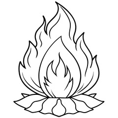Minimalist Single Line Bonfire Art High Quality Editable Stroke Vector Illustration.